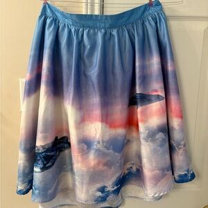 Star Wars A-Line Skirt with Blue and Pink Cloud City Design